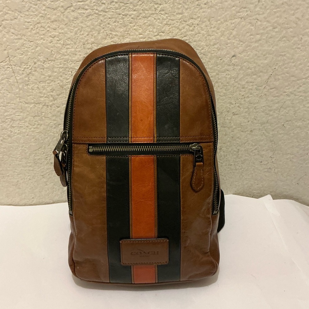 Coach Leather Varsity Stripe Campus Pack Backpack Retail $375 - Picture 3 of 9